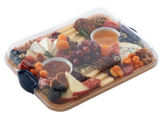 Plateau bambou rectangulaire avec compartiments pour apéritif