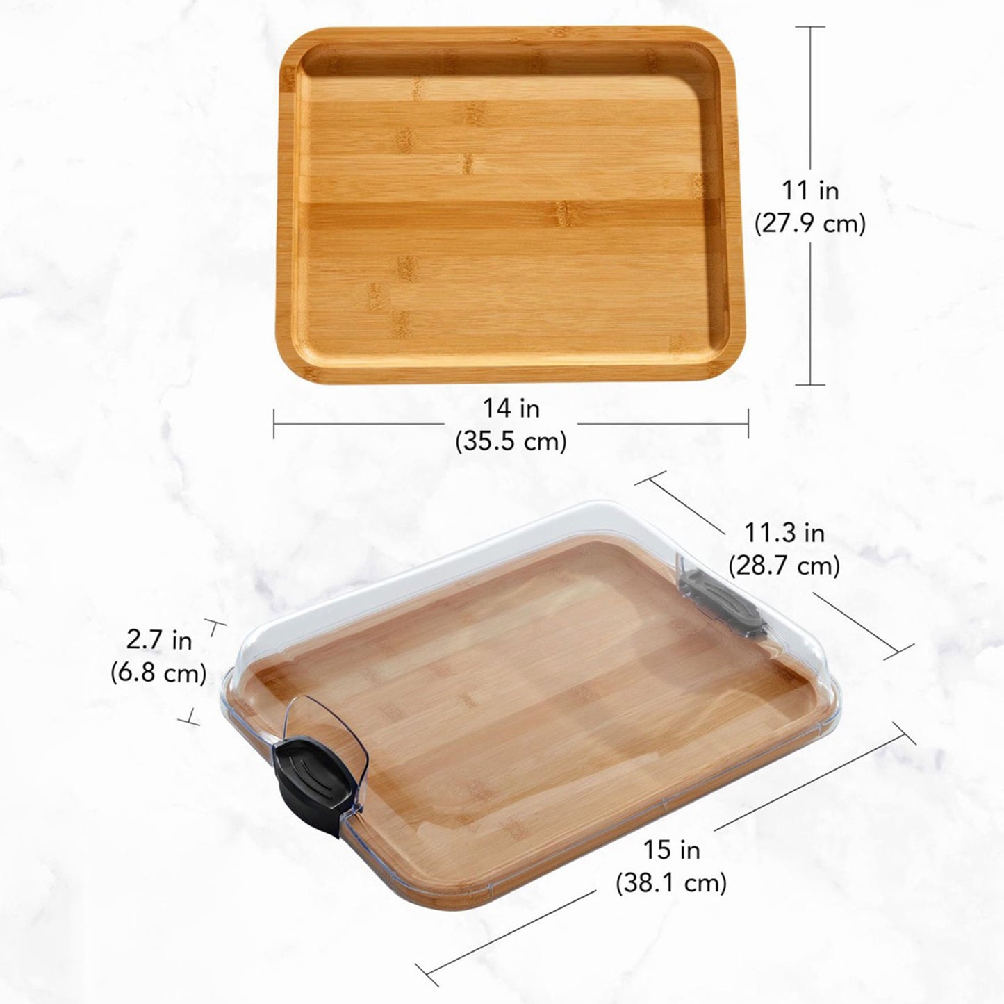 Grand plateau bambou apéro avec couvercle étanche