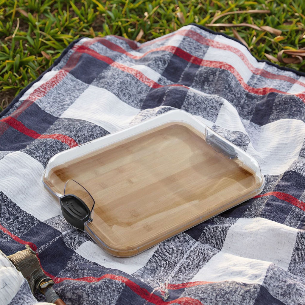 Plateau service bambou écologique avec couvercle de transport