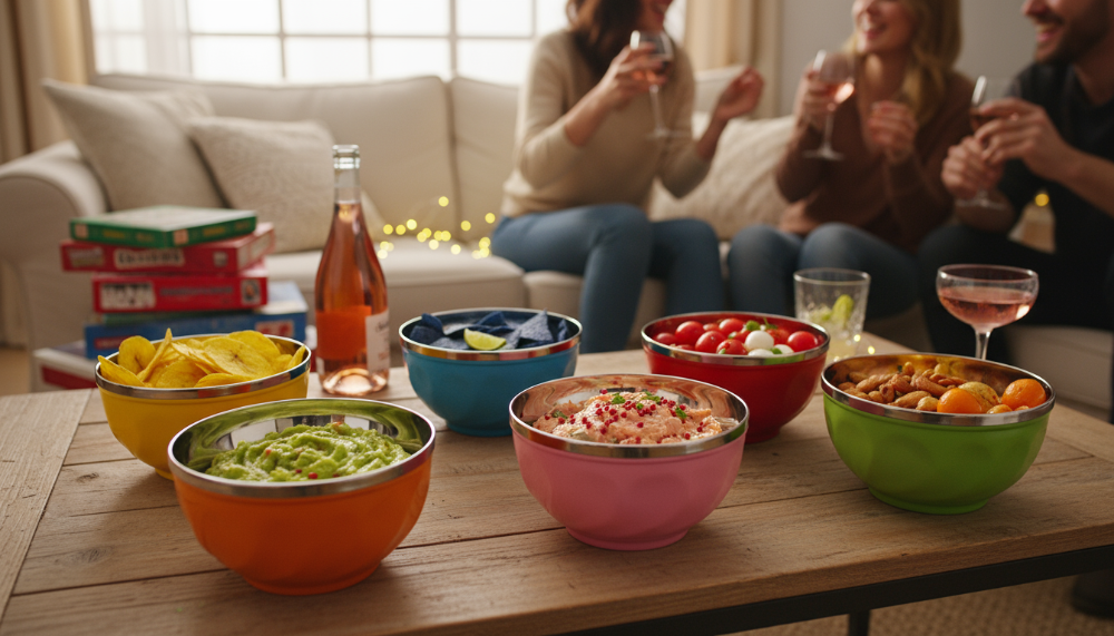 Trio de bols colorés en inox réutilisables pour apéro APEWO