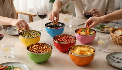 Set de 6 bols colorés en inox réutilisables pour apéro APEWO