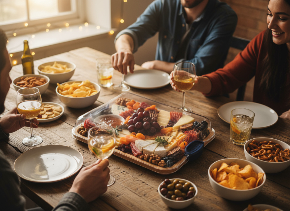 Plateau apéro en bambou naturel avec couvercle hermétique APEWO
